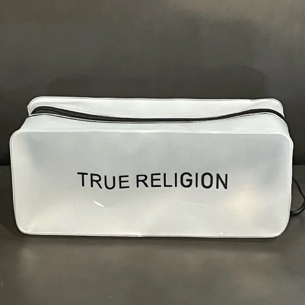 New authentic True Religion water resistant travel toiletry bag display